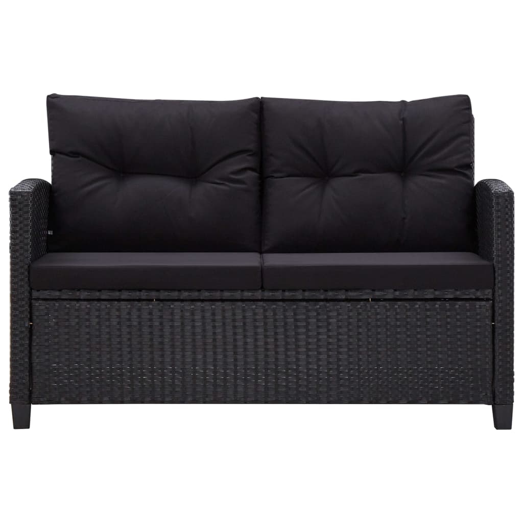 Vidaxl tuinbank 2-zits met kussens 124 cm poly rattan zwart