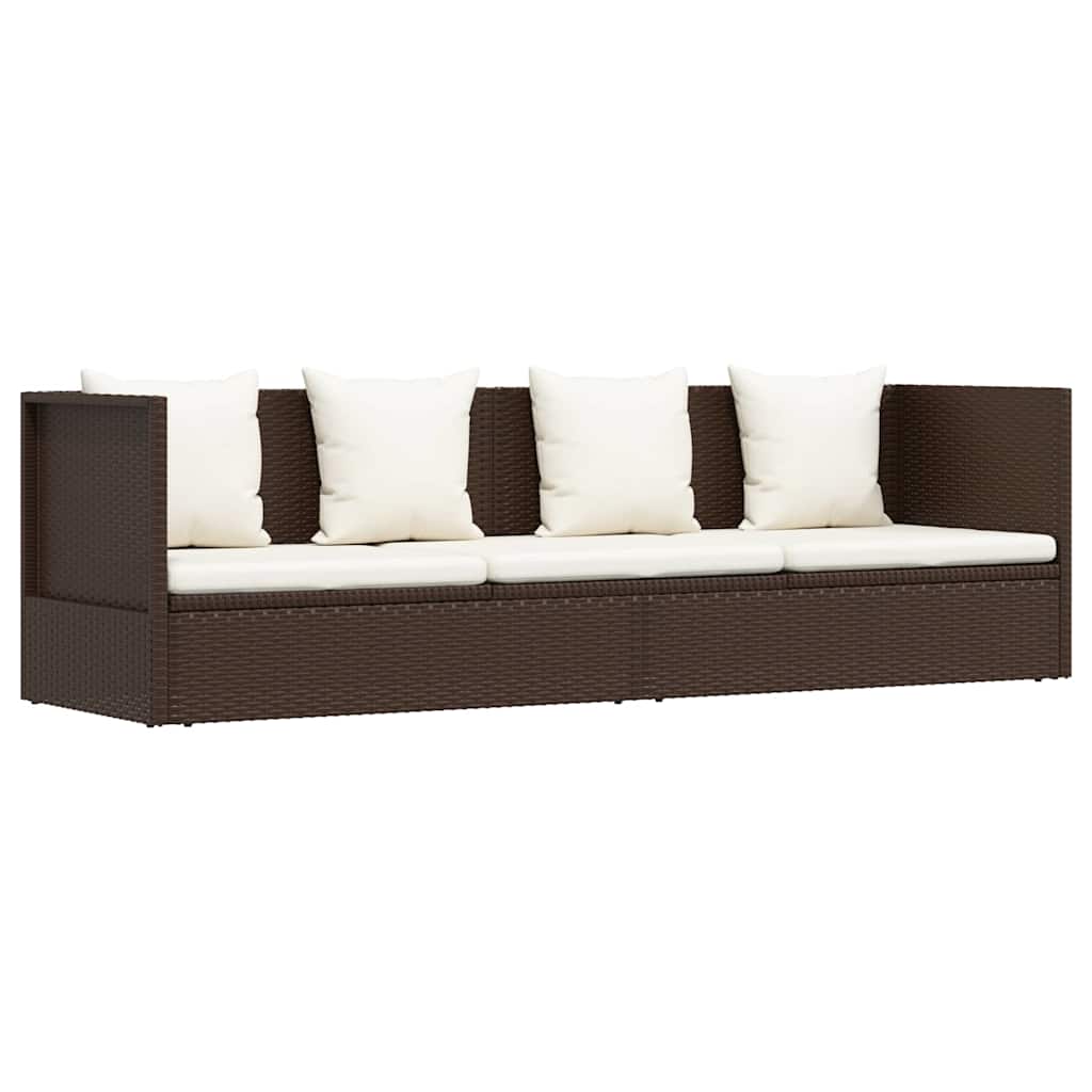 Vidaxl tuinbed met kussens poly rattan bruin
