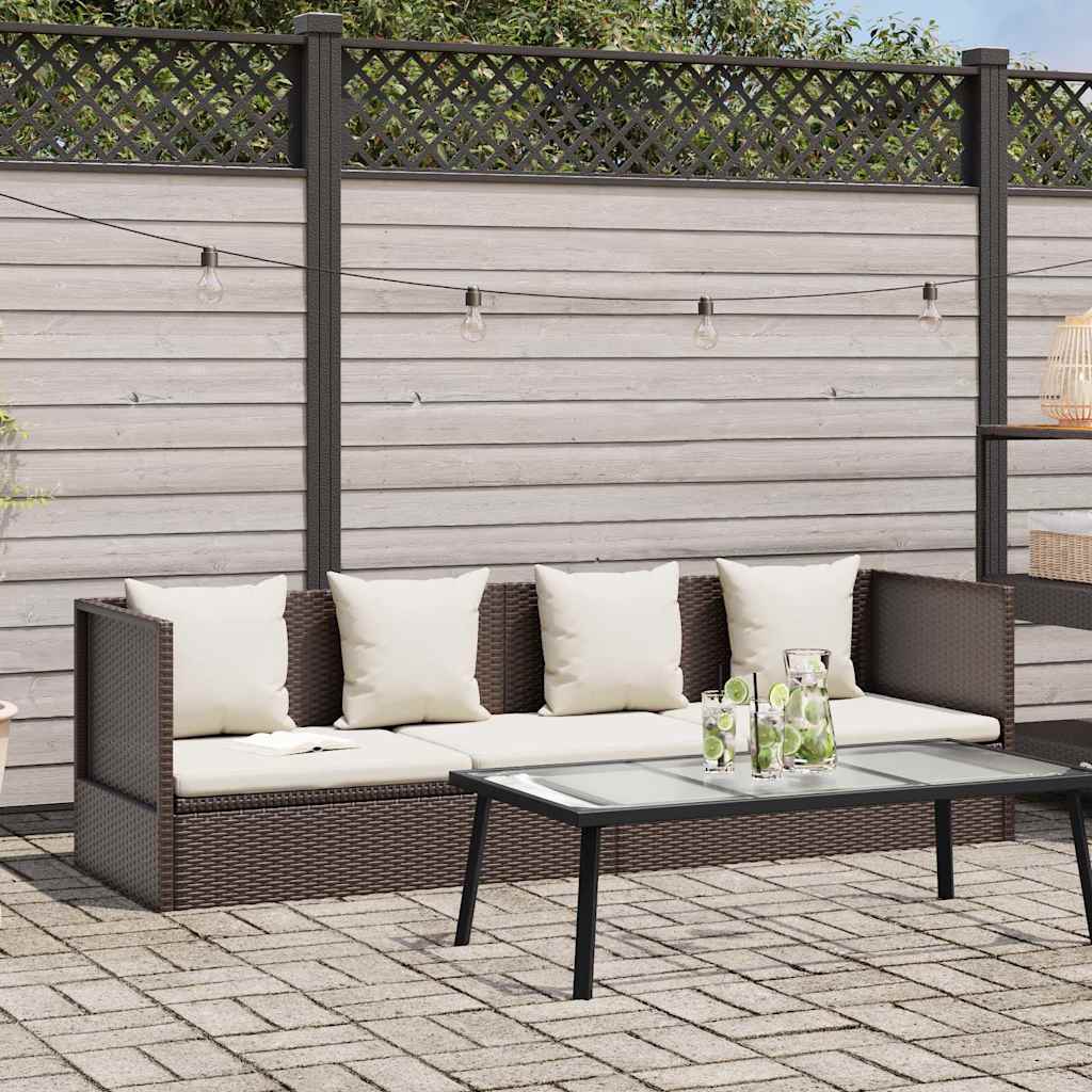 Vidaxl tuinbed met kussens poly rattan bruin