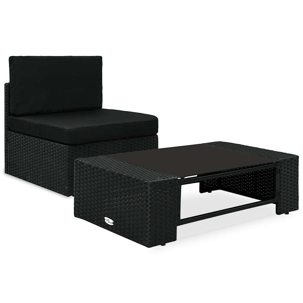 Vidaxl 2-delige loungeset poly rattan zwart