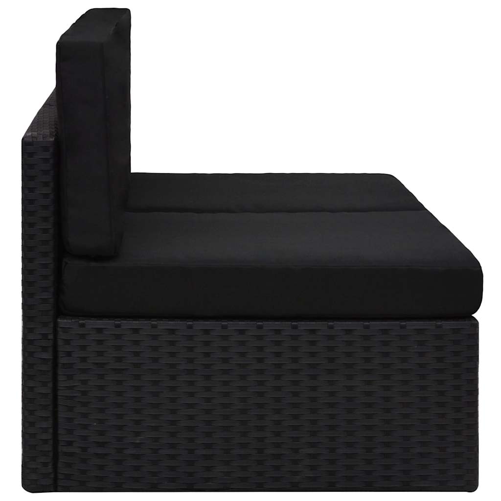 Vidaxl tweezitsbank sectioneel poly rattan zwart