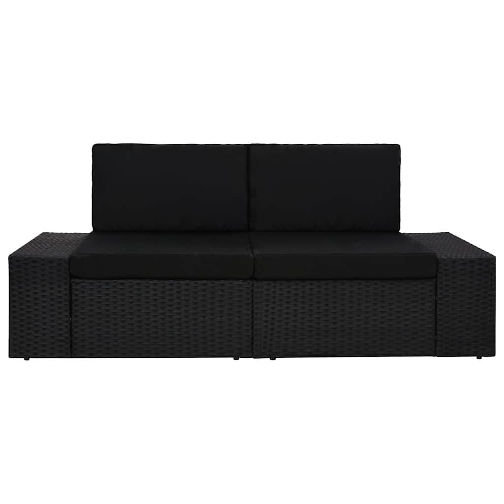 Vidaxl tweezitsbank sectioneel poly rattan zwart