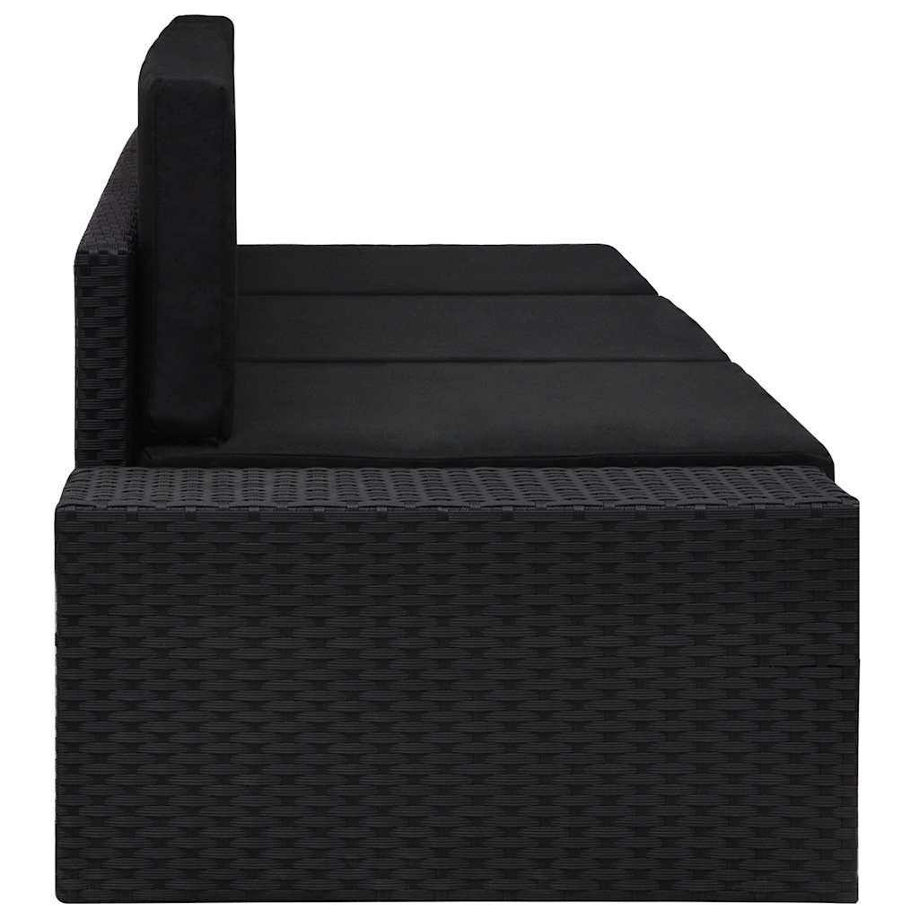 Vidaxl driezitsbank sectioneel poly rattan zwart