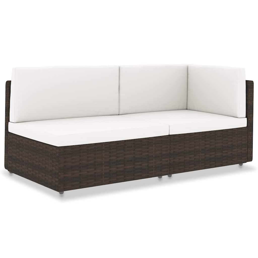 Vidaxl tweezitsbank sectioneel poly rattan bruin
