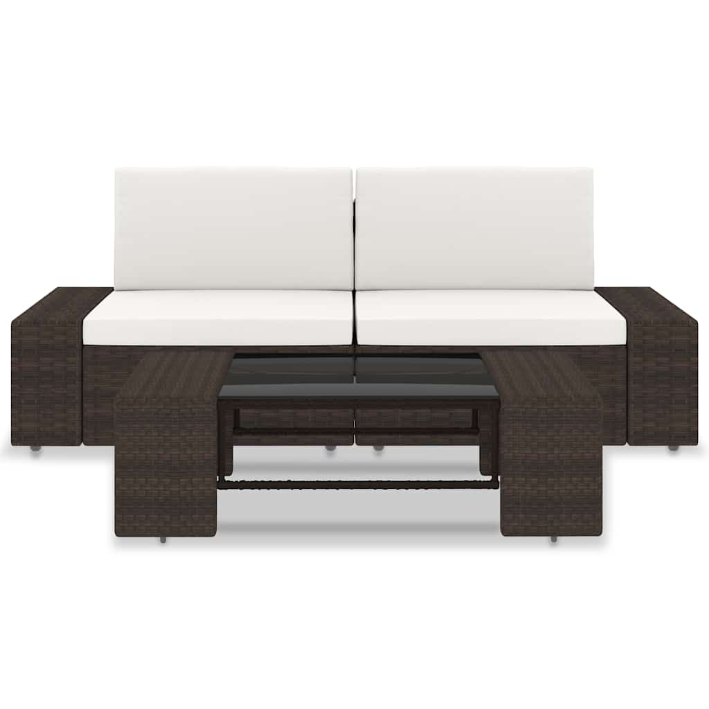 Vidaxl 3-delige loungeset poly rattan bruin