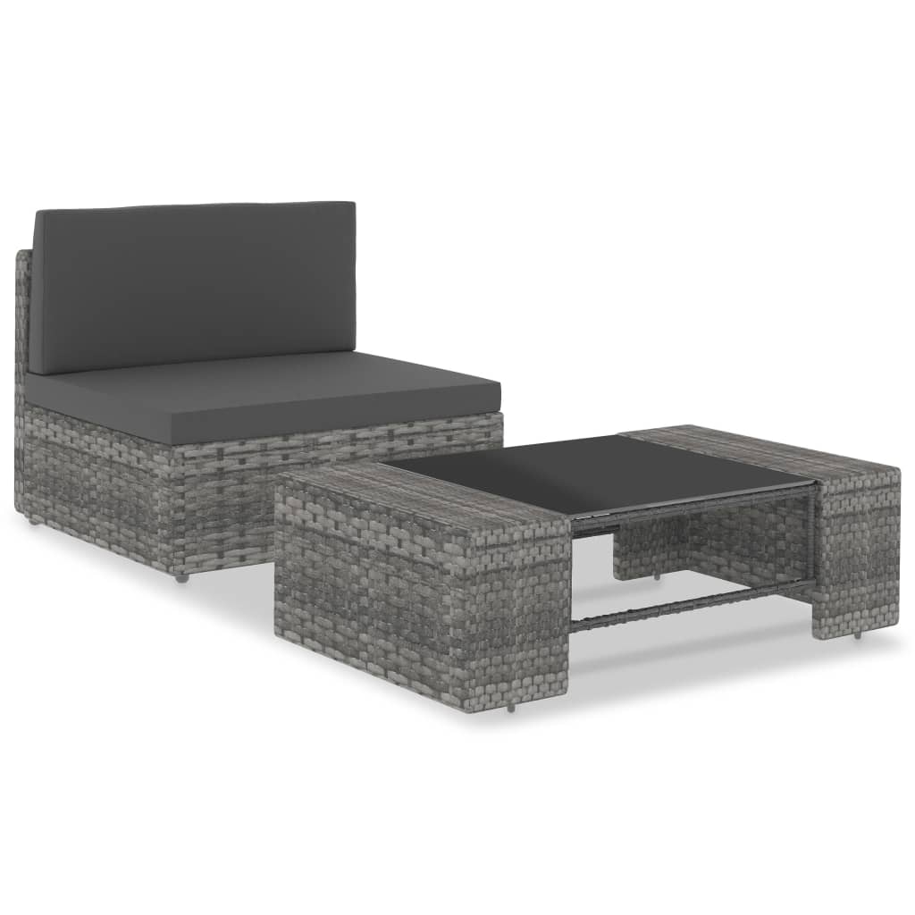 Vidaxl 2-delige loungeset poly rattan grijs