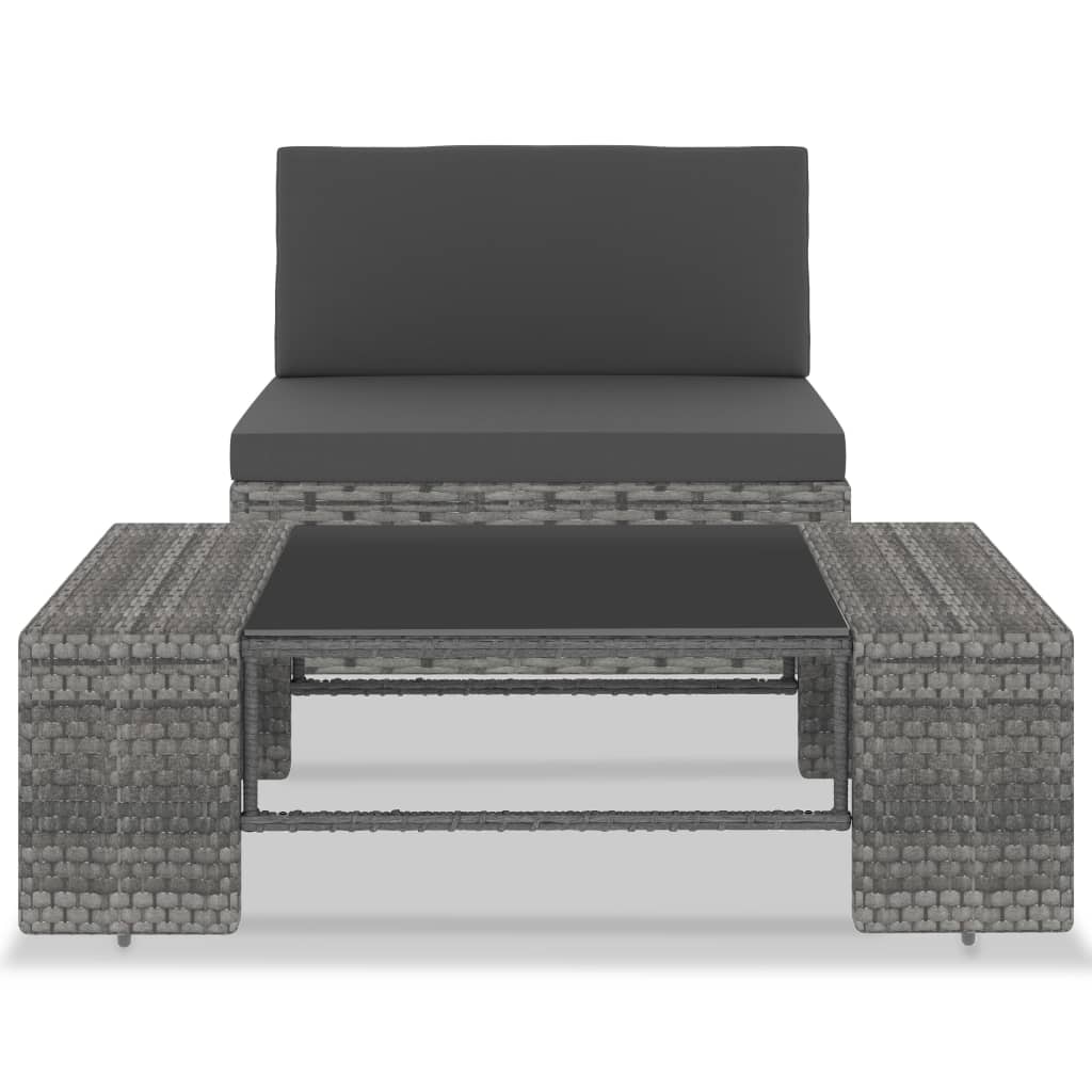 Vidaxl 2-delige loungeset poly rattan grijs