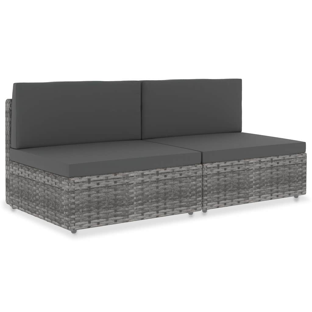 Vidaxl tweezitsbank sectioneel poly rattan grijs