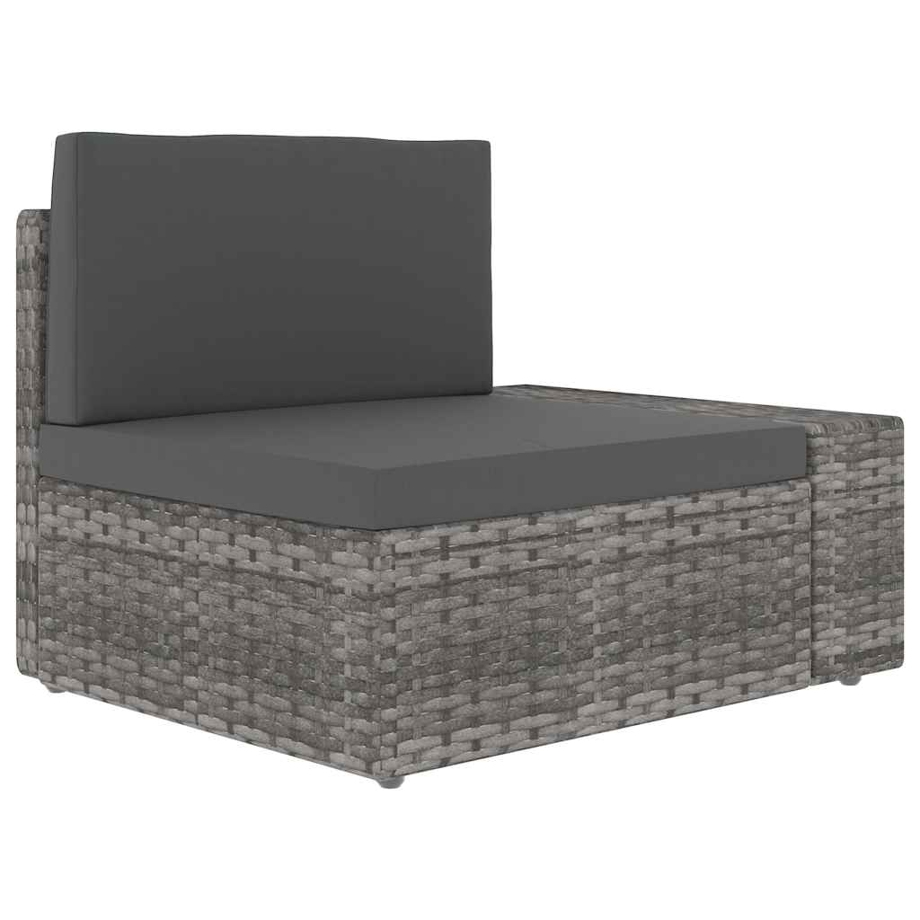 Vidaxl tweezitsbank sectioneel poly rattan grijs