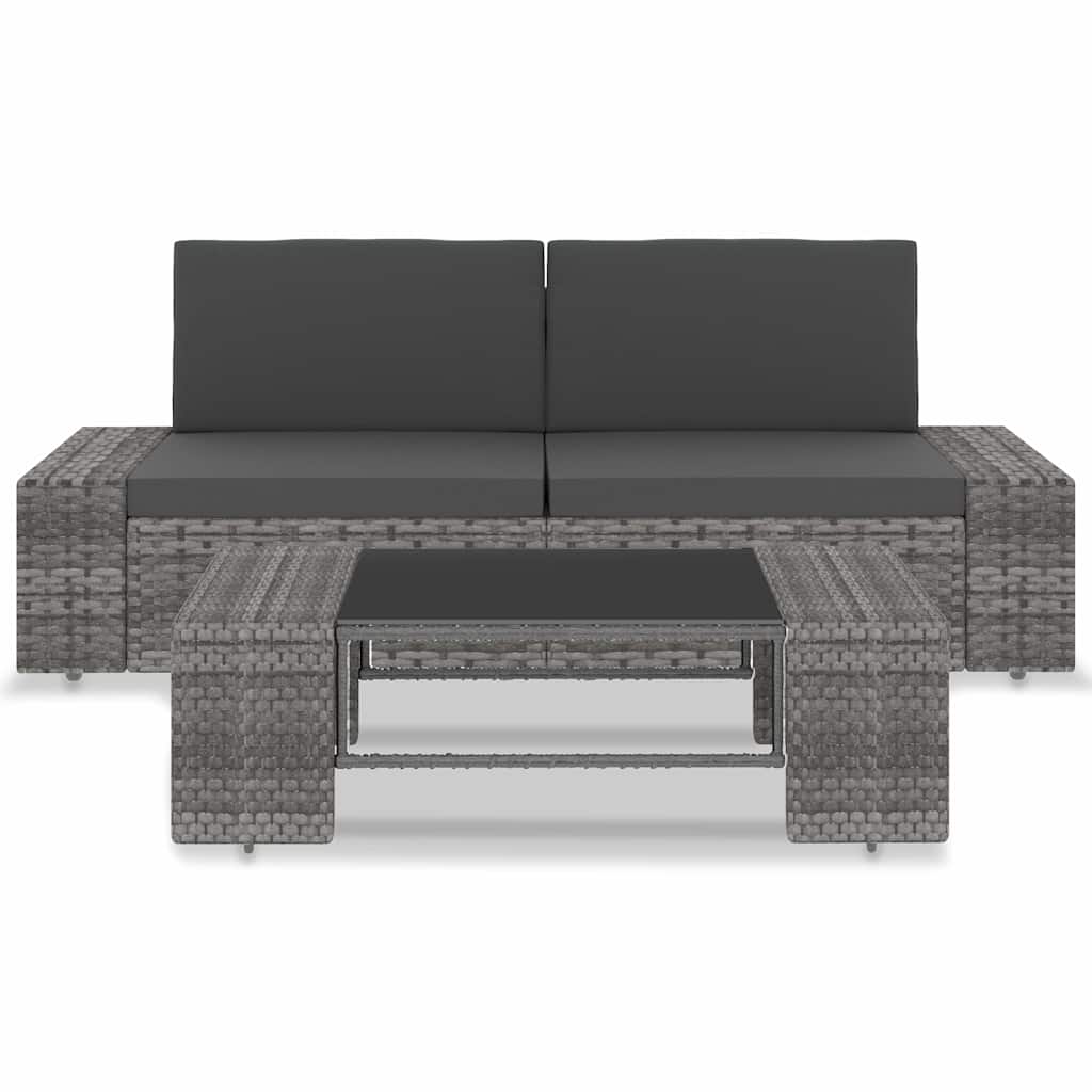 Vidaxl 3-delige loungeset poly rattan grijs