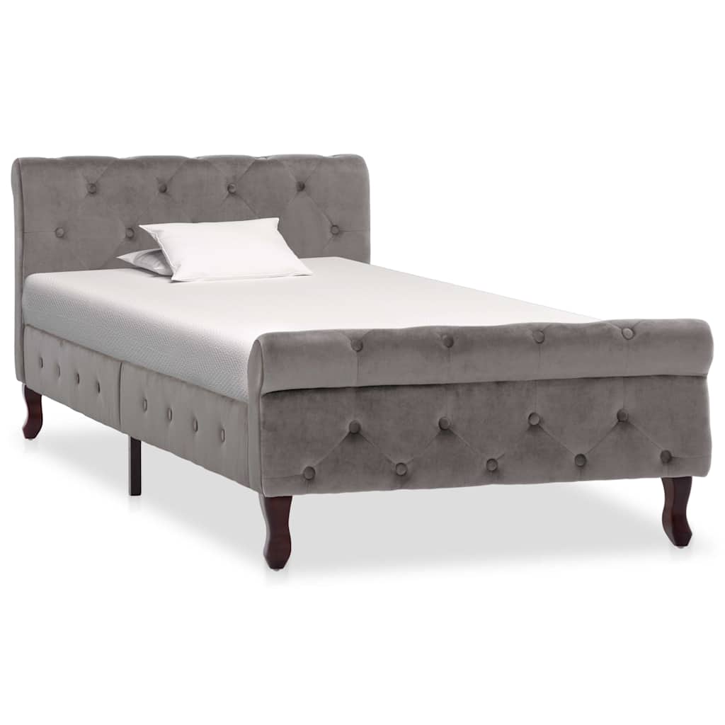 Vidaxl bedframe fluweel grijs 90x200 cm
