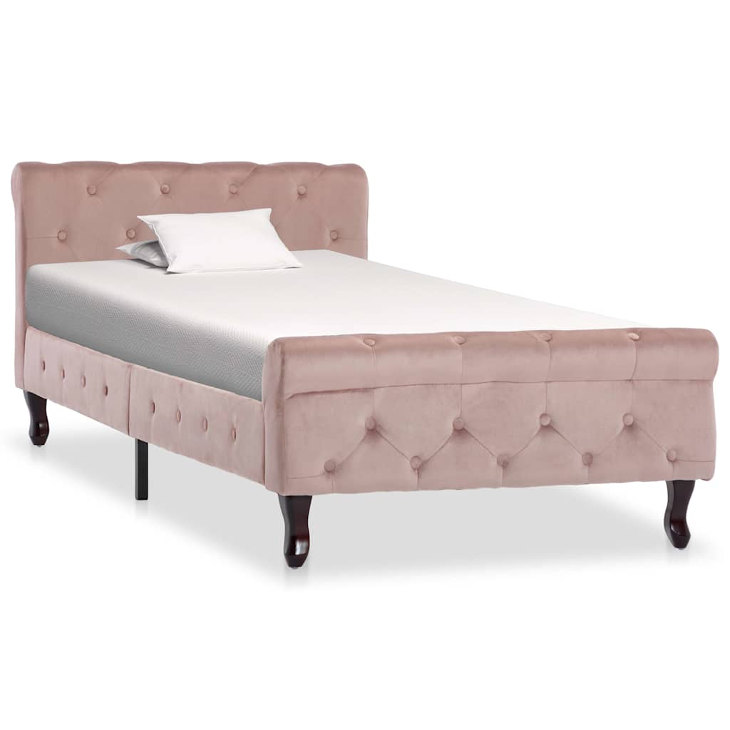 Vidaxl bedframe fluweel roze 90x200 cm