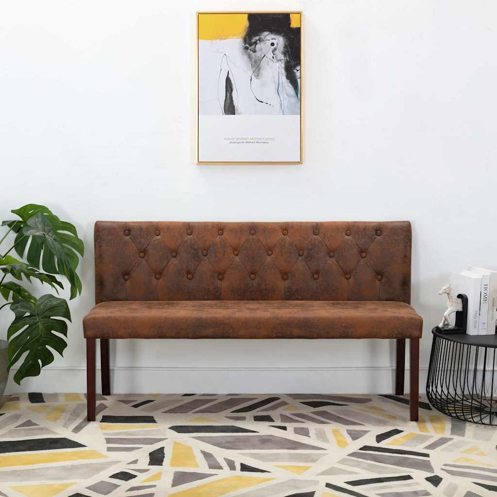 Vidaxl bankje 148,5 cm kunstsuède bruin