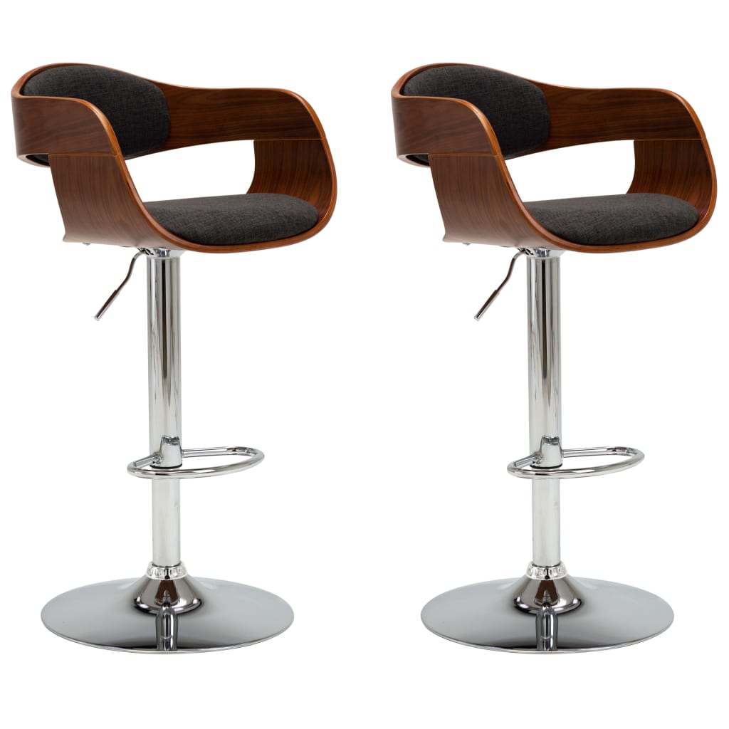 Vidaxl barstoelen 2 st gebogen hout en stof grijs
