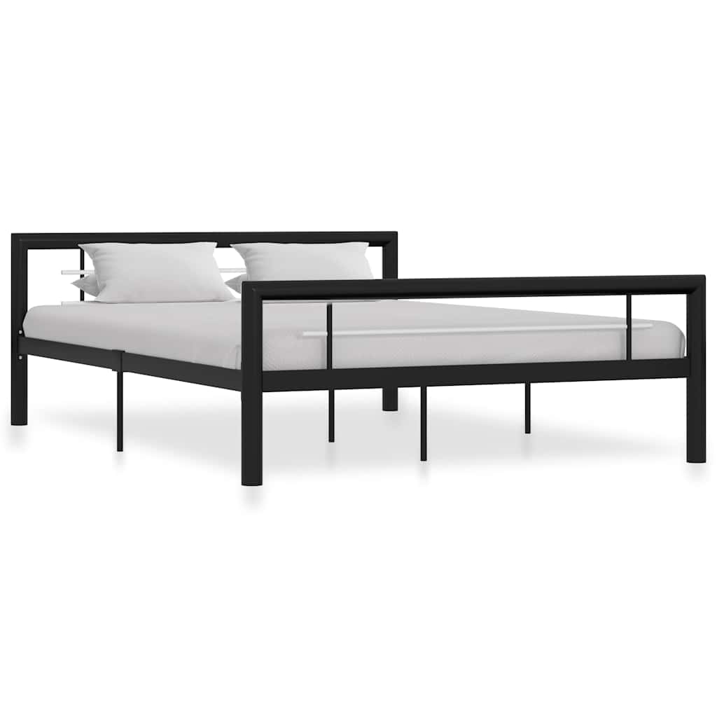 Vidaxl bedframe metaal zwart en wit 140x200 cm