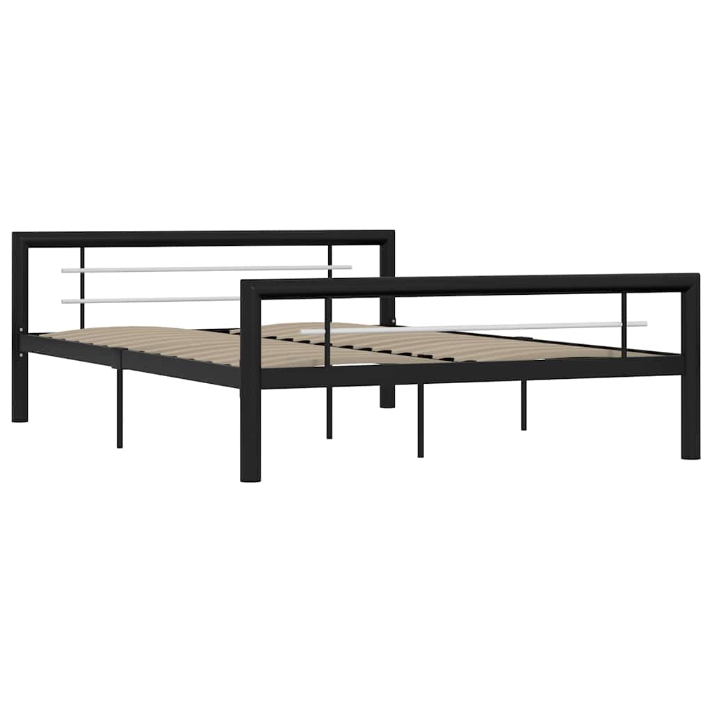 Vidaxl bedframe metaal zwart en wit 140x200 cm