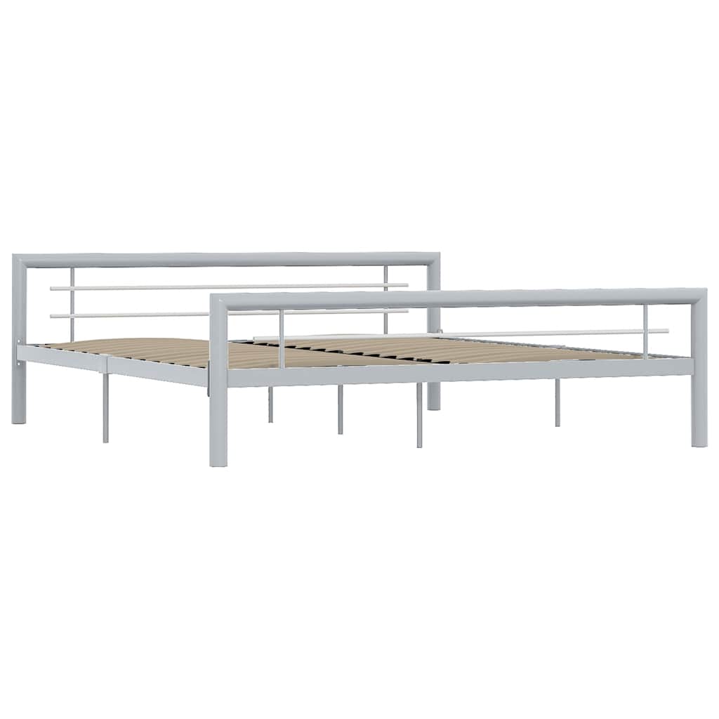 Vidaxl bedframe metaal grijs en wit 180x200 cm