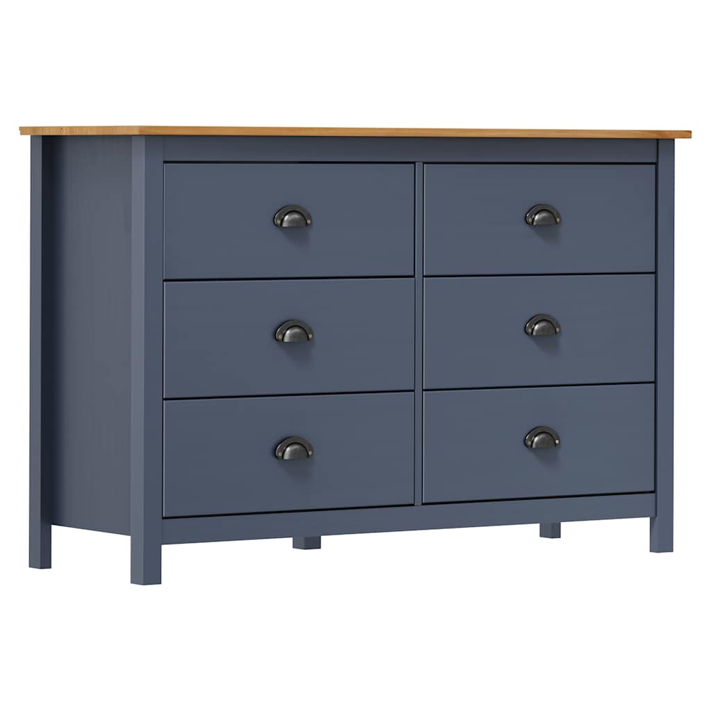Vidaxl dressoir hill 125x40x80 cm massief grenenhout grijs