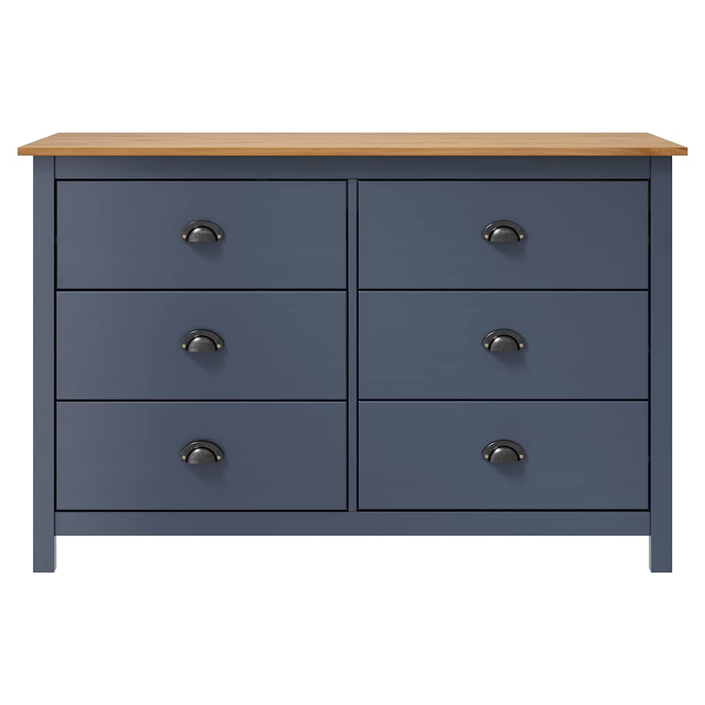 Vidaxl dressoir hill 125x40x80 cm massief grenenhout grijs