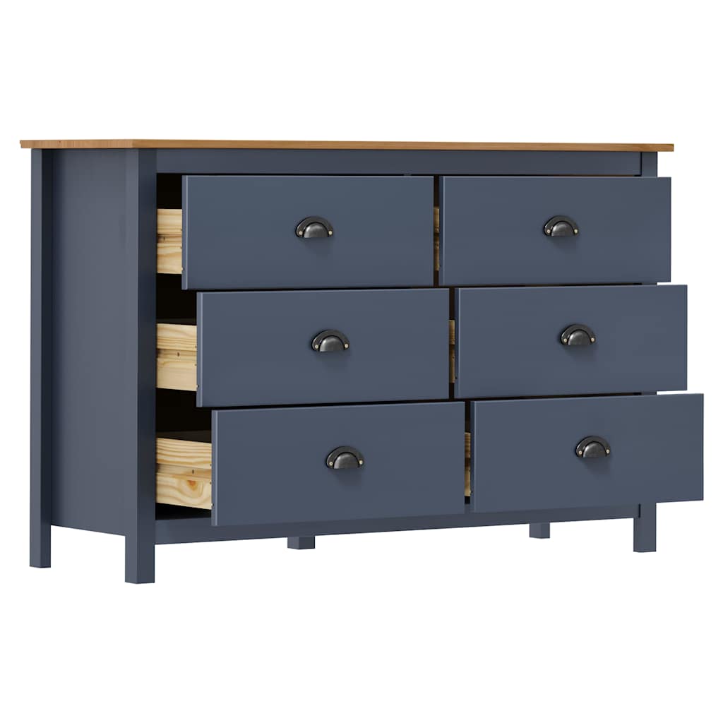 Vidaxl dressoir hill 125x40x80 cm massief grenenhout grijs
