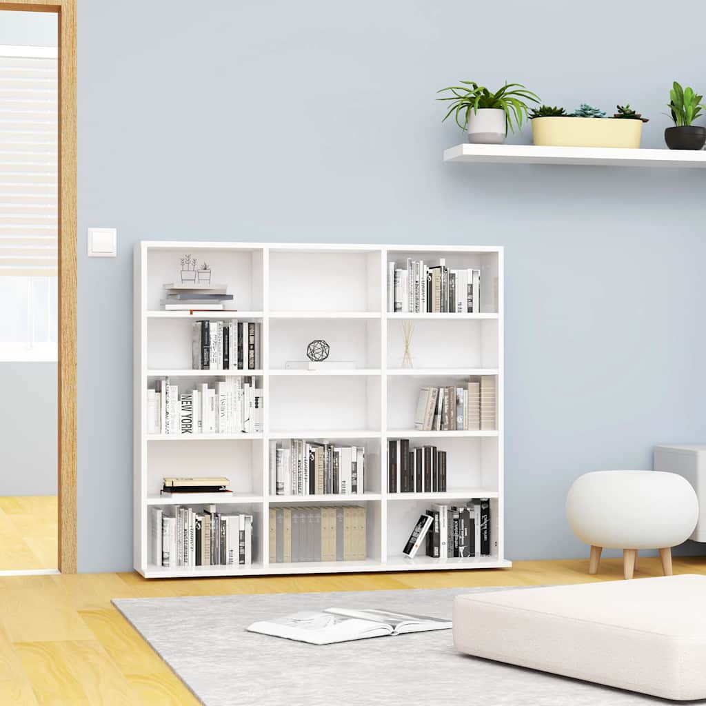 Vidaxl cd-kast 100x23x89,5 cm bewerkt hout hoogglans wit