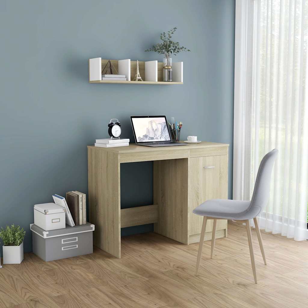 Vidaxl bureau 100x50x76 cm bewerkt hout sonoma eikenkleurig