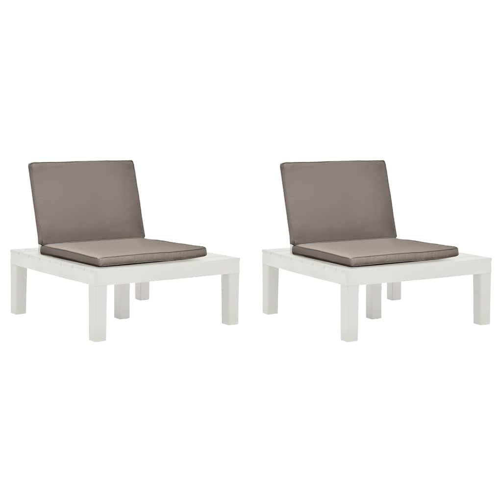 Vidaxl loungestoelen 2 st met kussens kunststof wit