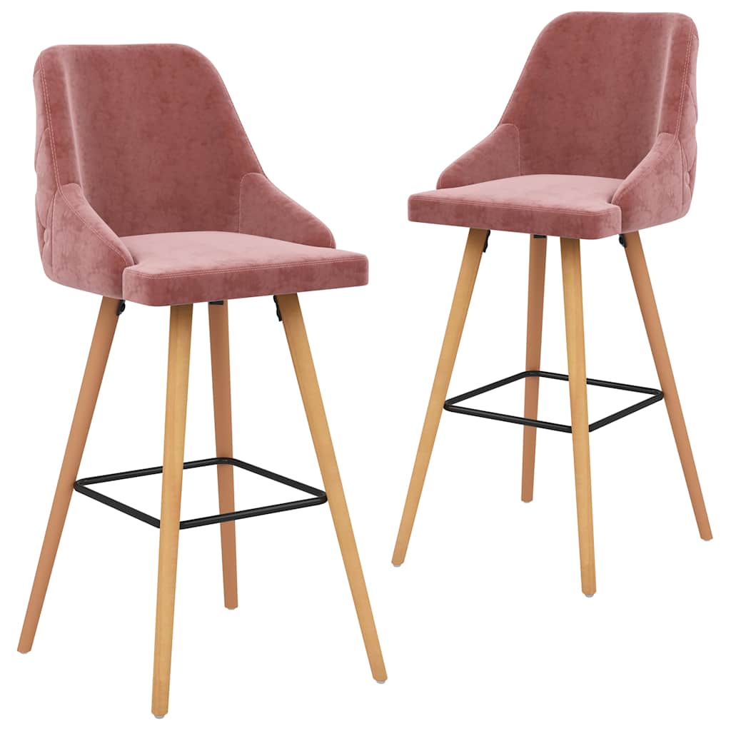 Vidaxl barkrukken 2 st fluweel roze