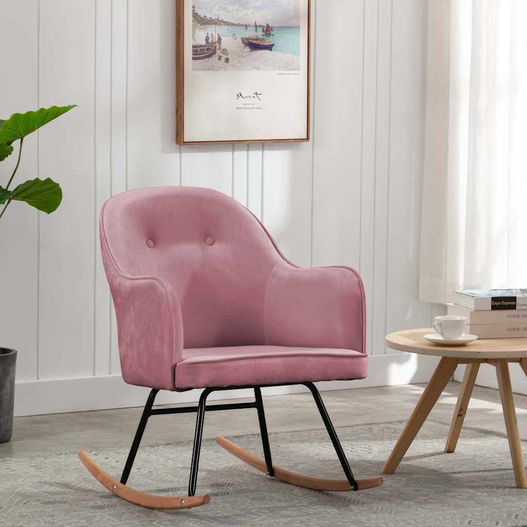 Vidaxl schommelstoel fluweel roze