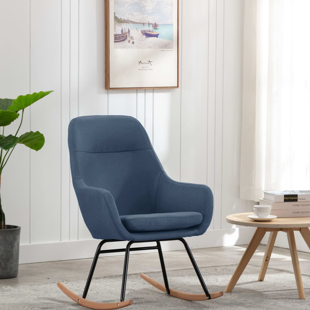 Vidaxl schommelstoel stof blauw