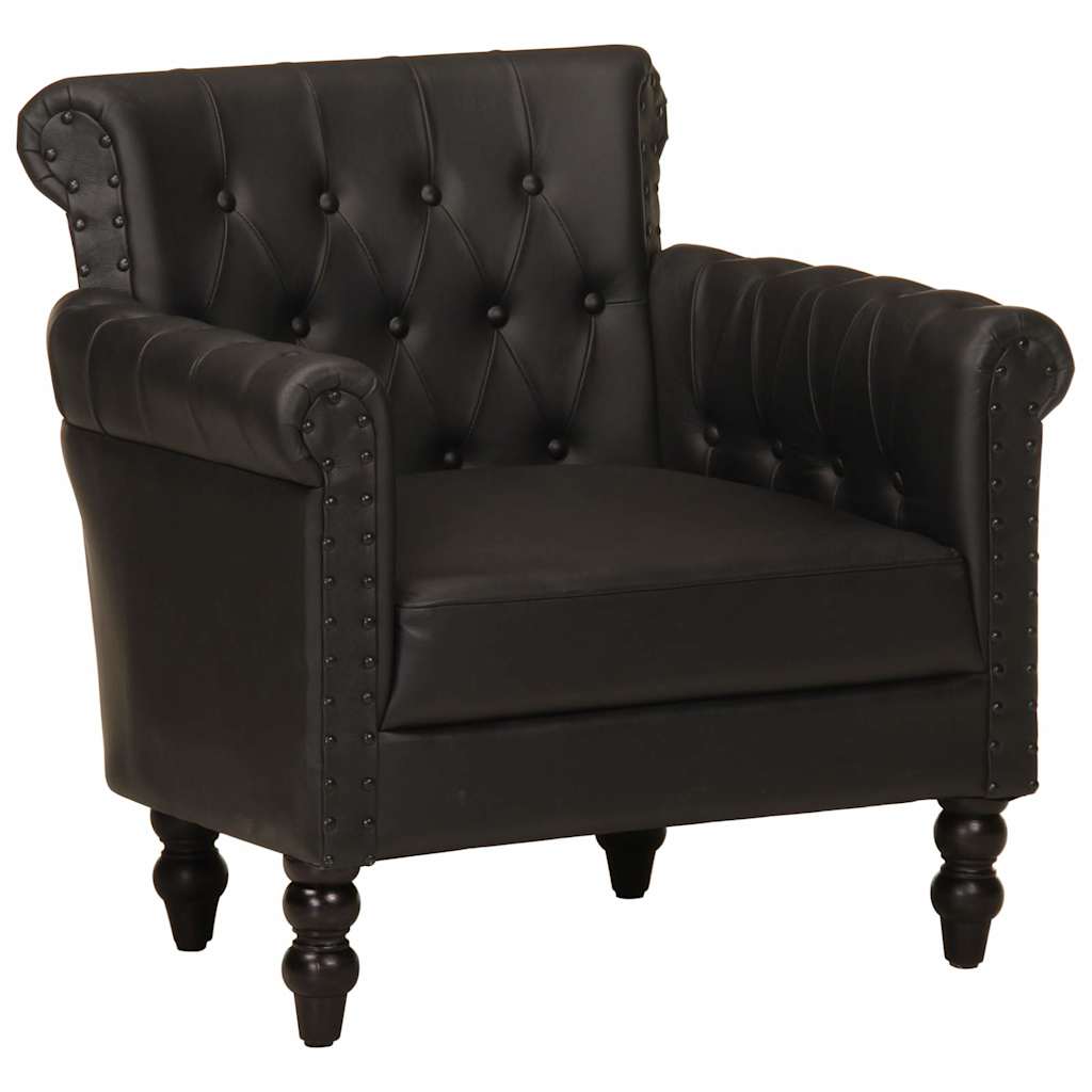 Vidaxl fauteuil echt geitenleer zwart