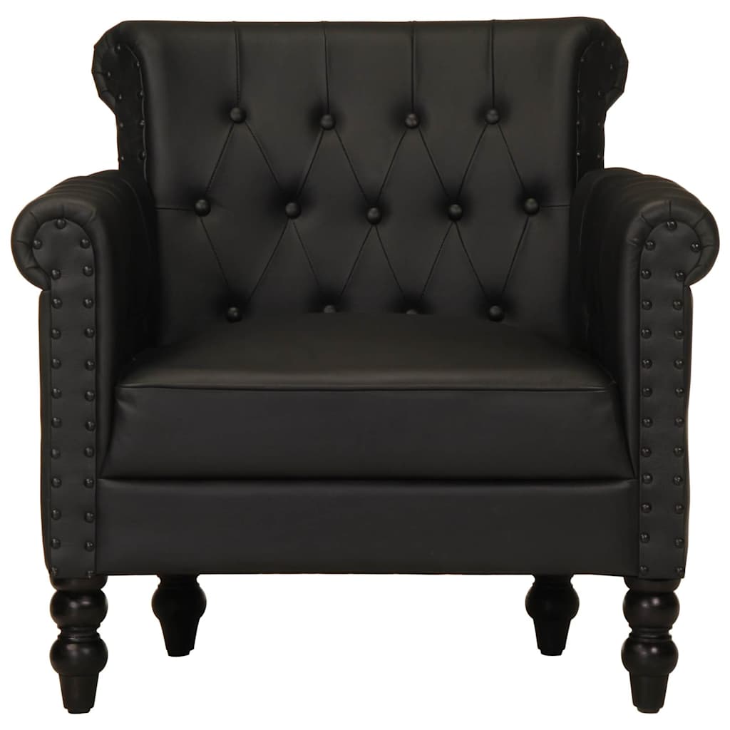 Vidaxl fauteuil echt geitenleer zwart
