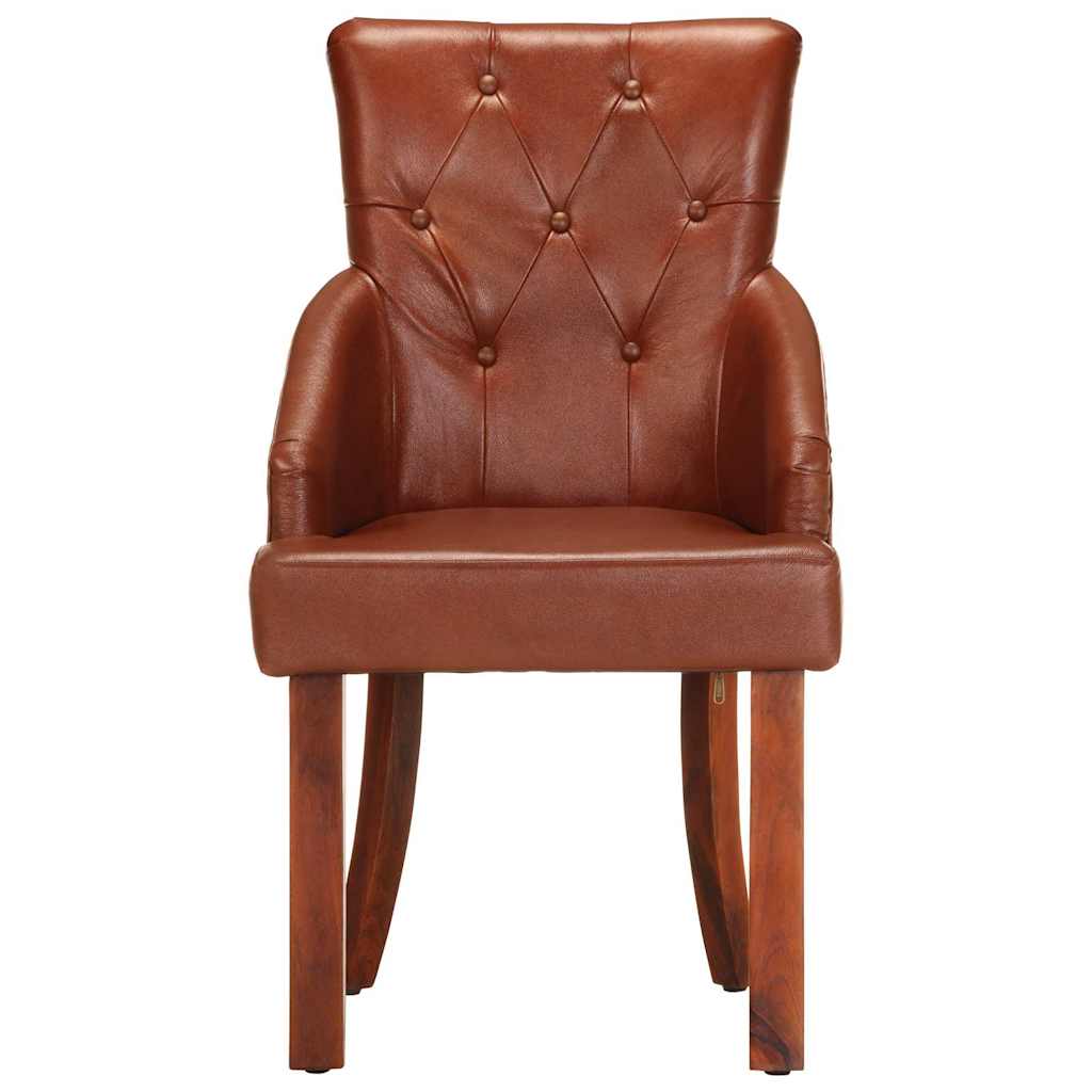 Vidaxl eetkamerstoelen 2 st echt geitenleer bruin