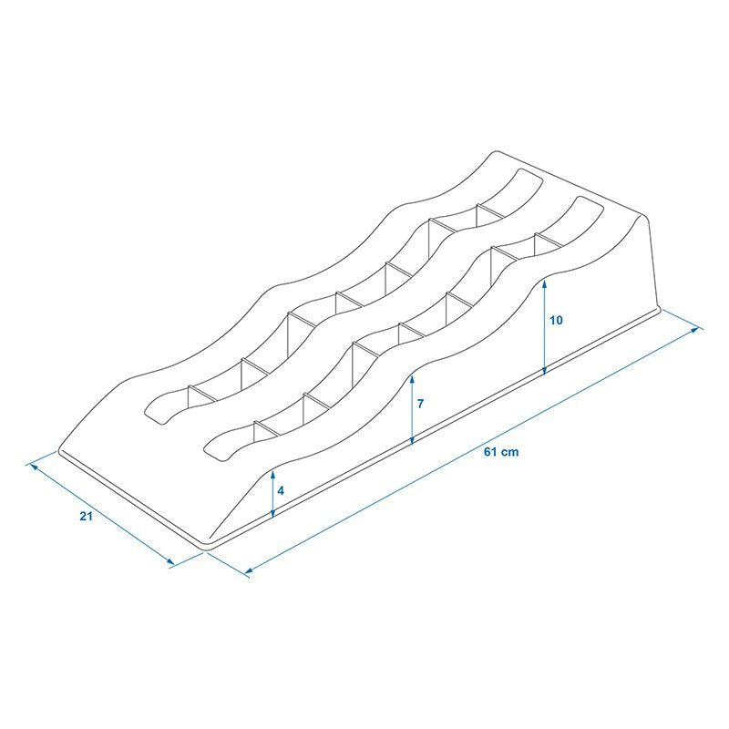 Proplus oprijblok zwart set van 2 stuks lichtgewicht kunststof 61x21.3x12cm 3 niveaus: 4, 7 en 10 cm