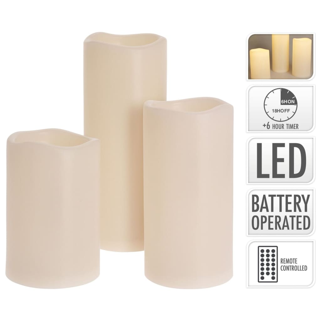 Ambiance 3-delige led-kaarsenset met afstandbediening