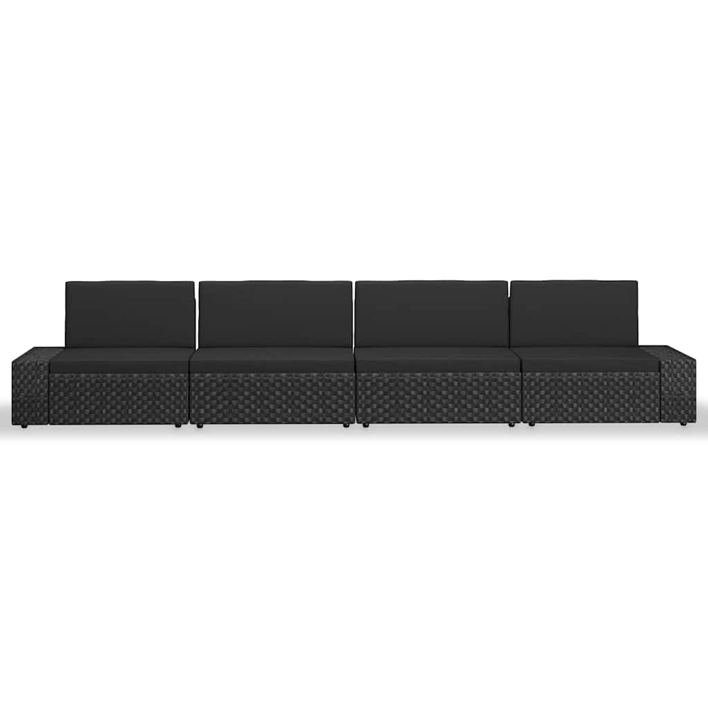 Vidaxl 4-delige loungeset poly rattan zwart
