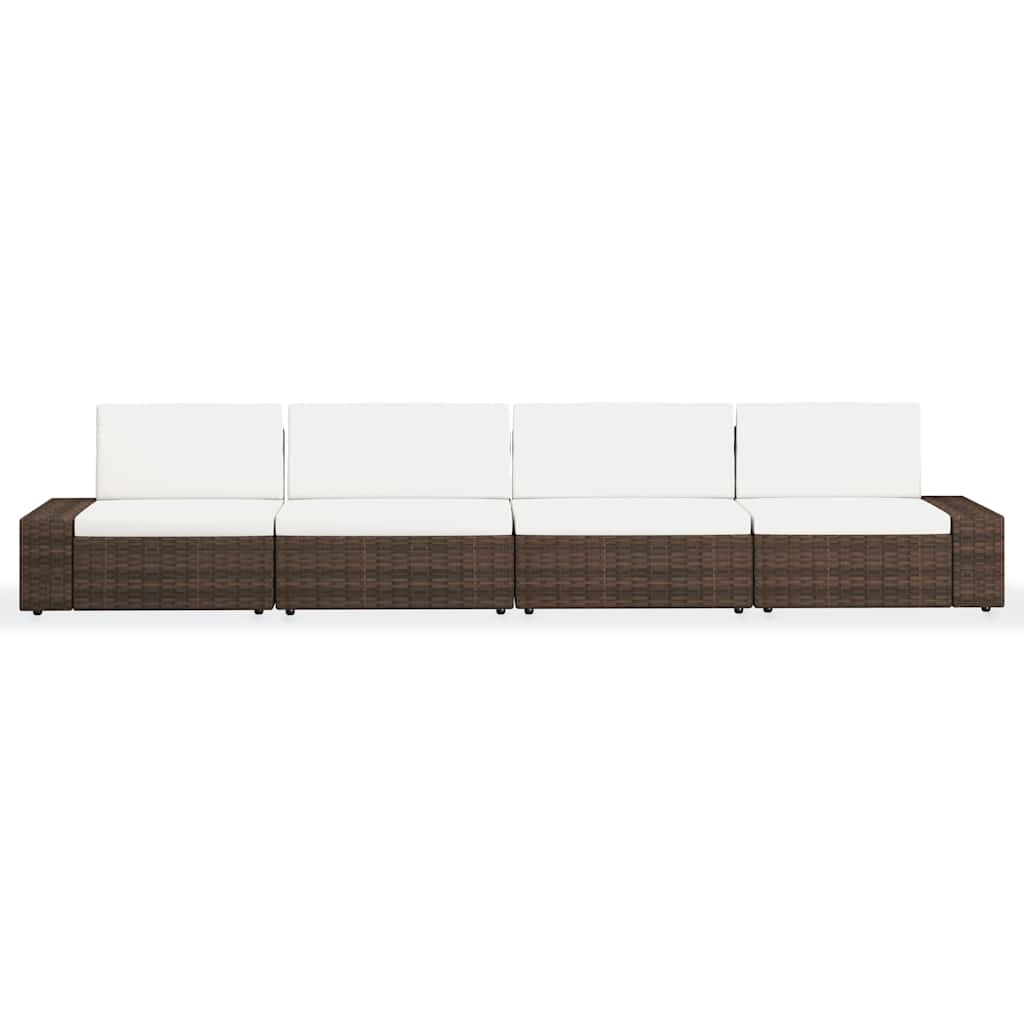 Vidaxl 4-delige loungeset poly rattan bruin
