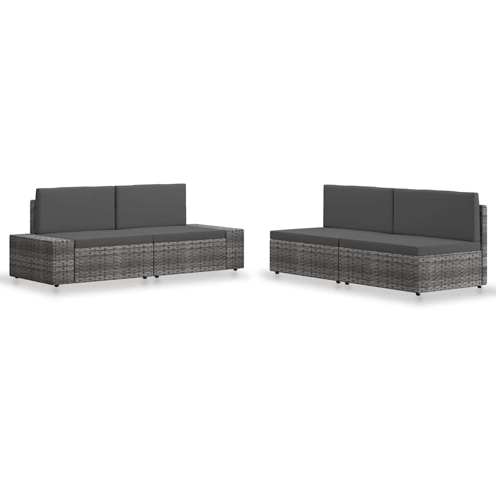 Vidaxl 4-delige loungeset poly rattan grijs