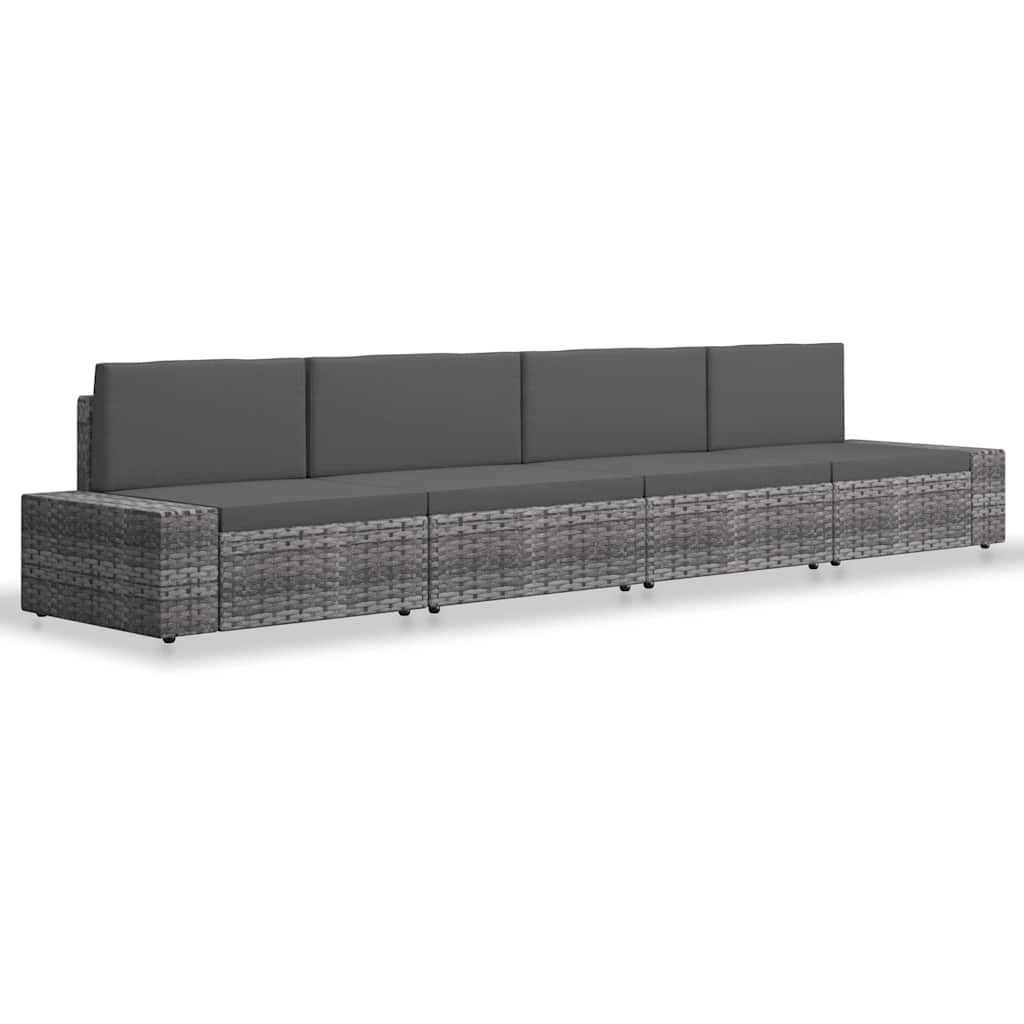 Vidaxl 4-delige loungeset poly rattan grijs