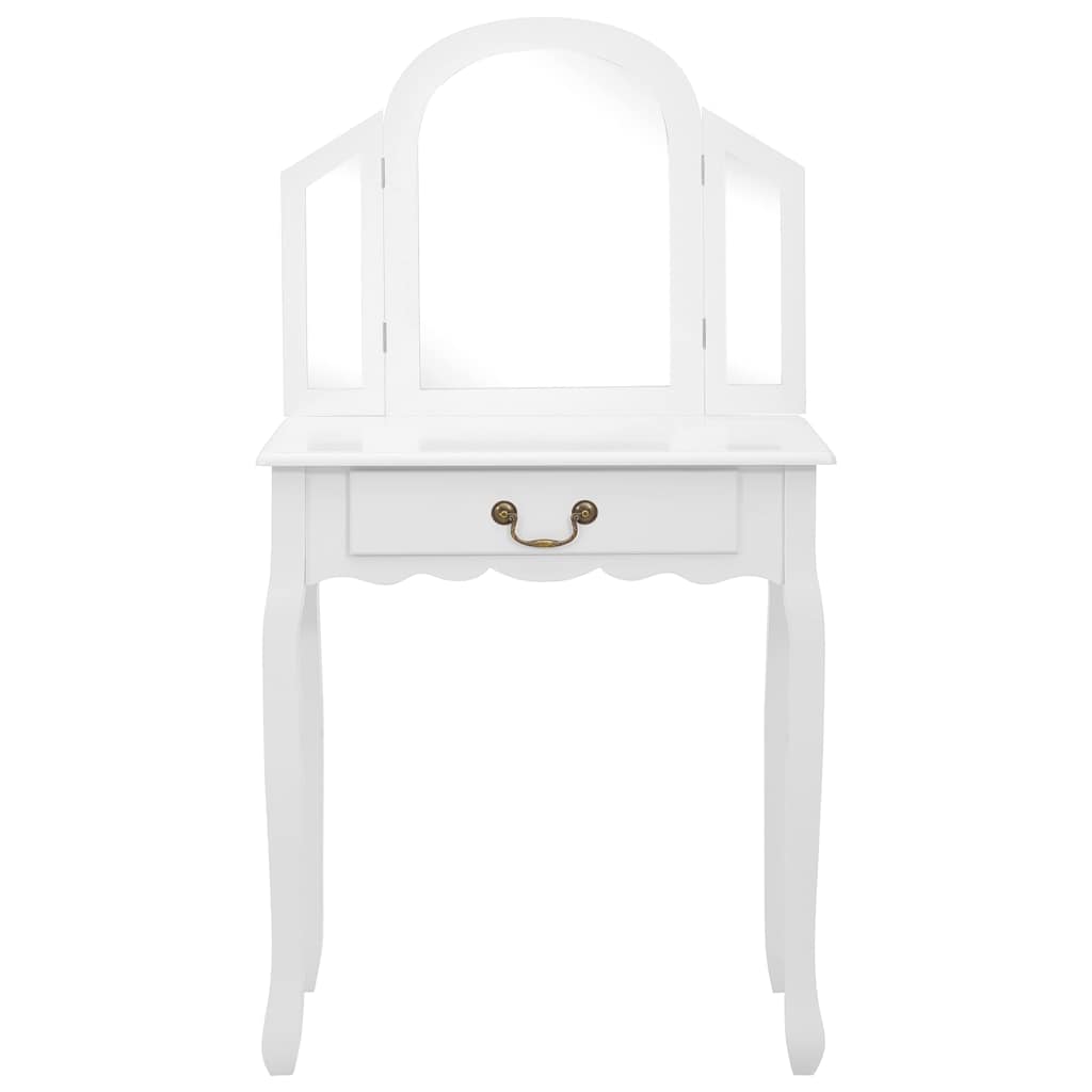 Vidaxl kaptafel met kruk 65x36x128 cm paulowniahout mdf wit