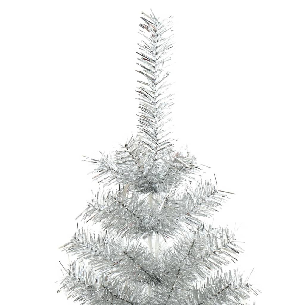 VidaXL Kunstkerstboom met standaard 180 cm PET zilverkleurig