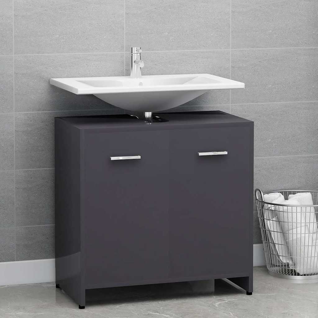 Vidaxl badkamerkast 60x33x61 cm spaanplaat hoogglans grijs