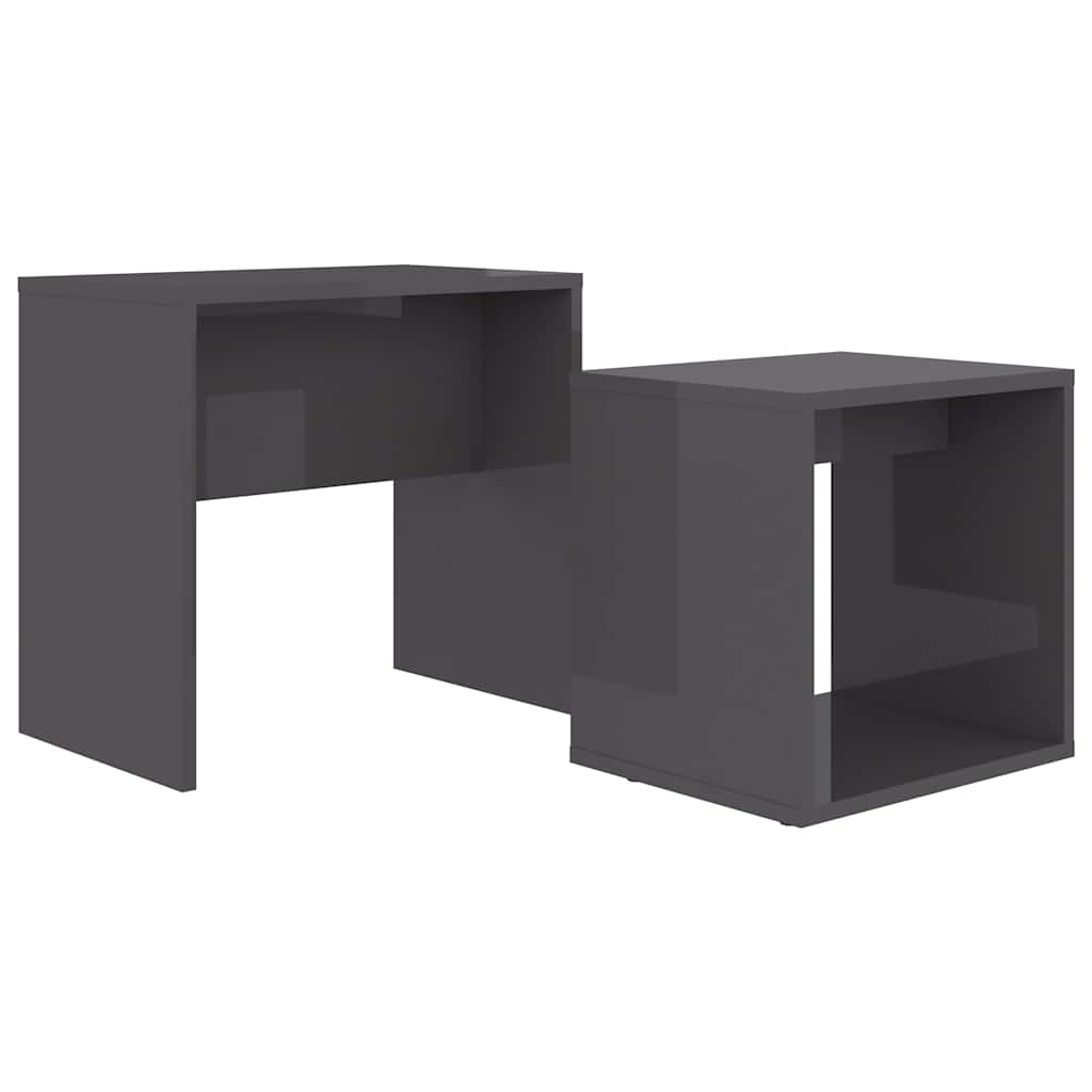 Vidaxl salontafelset 48x30x45 cm bewerkt hout hoogglans grijs