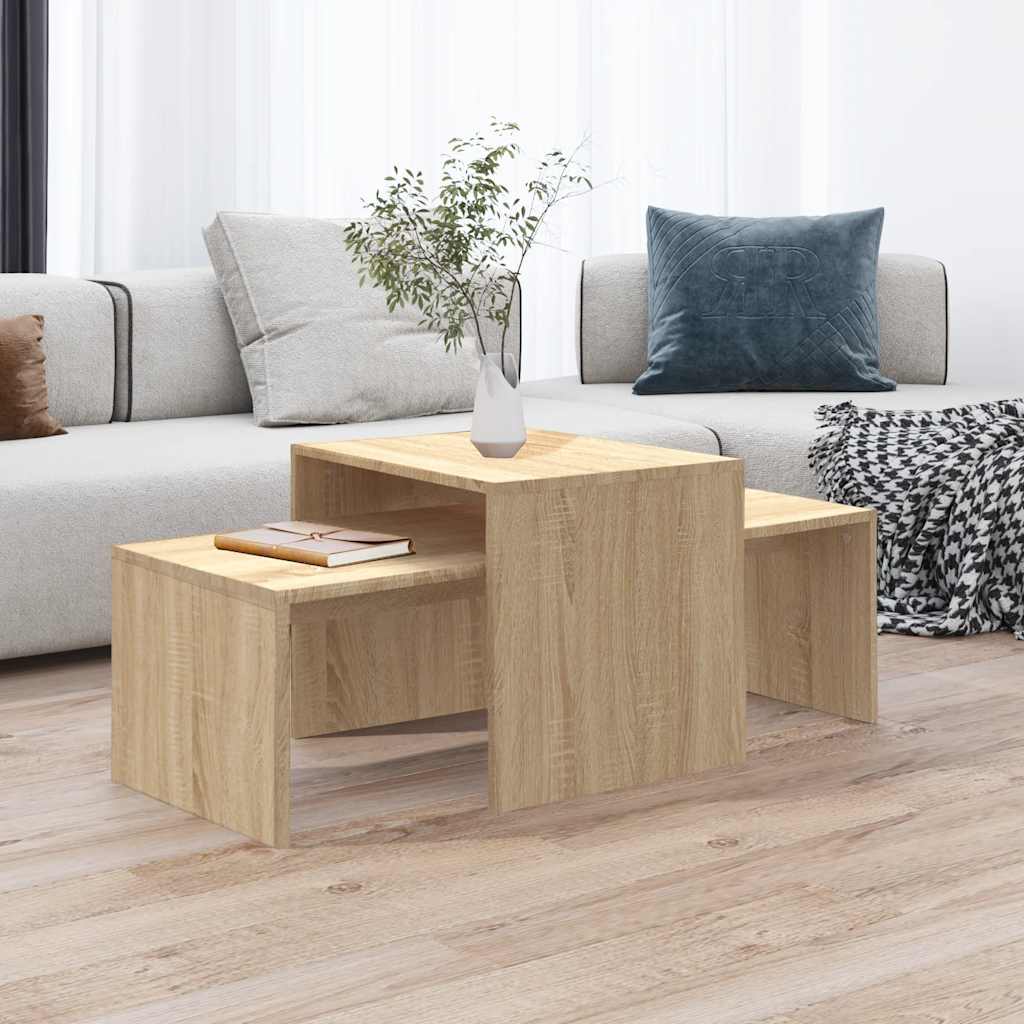 Vidaxl salontafelset 100x48x40 cm bewerkt hout sonoma eikenkleurig