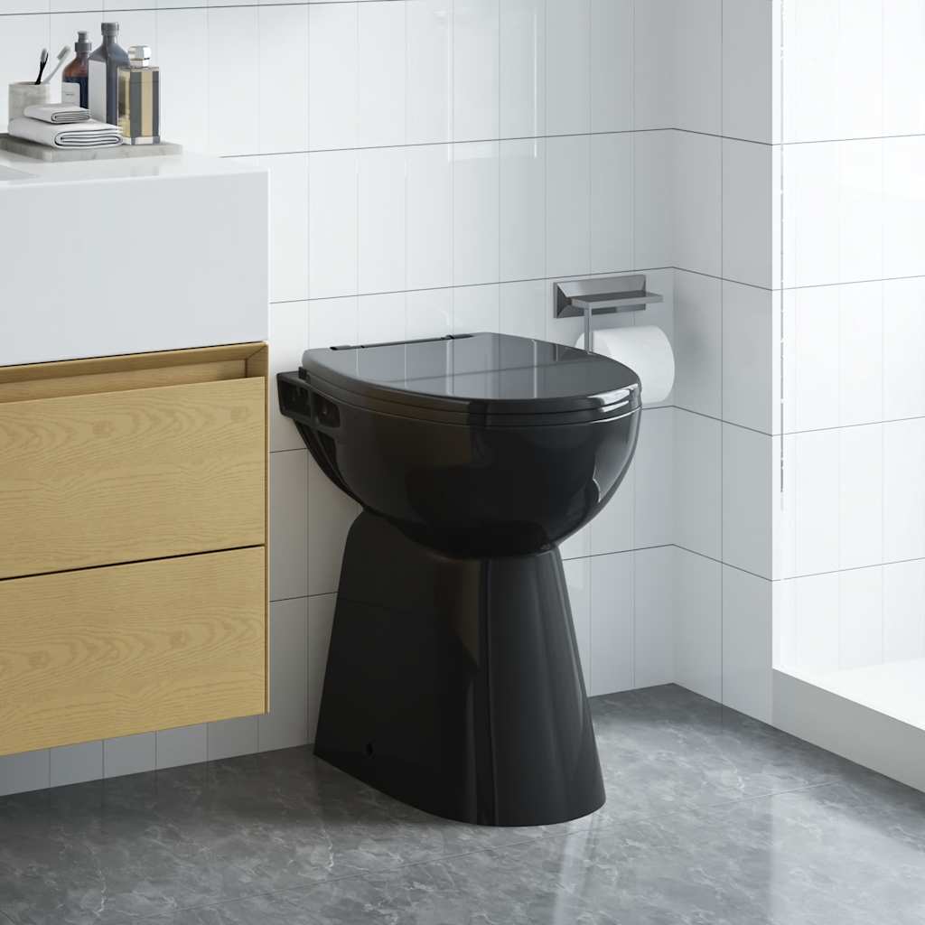 Vidaxl randloos toilet 7 cm extra hoogte soft-close keramiek zwart
