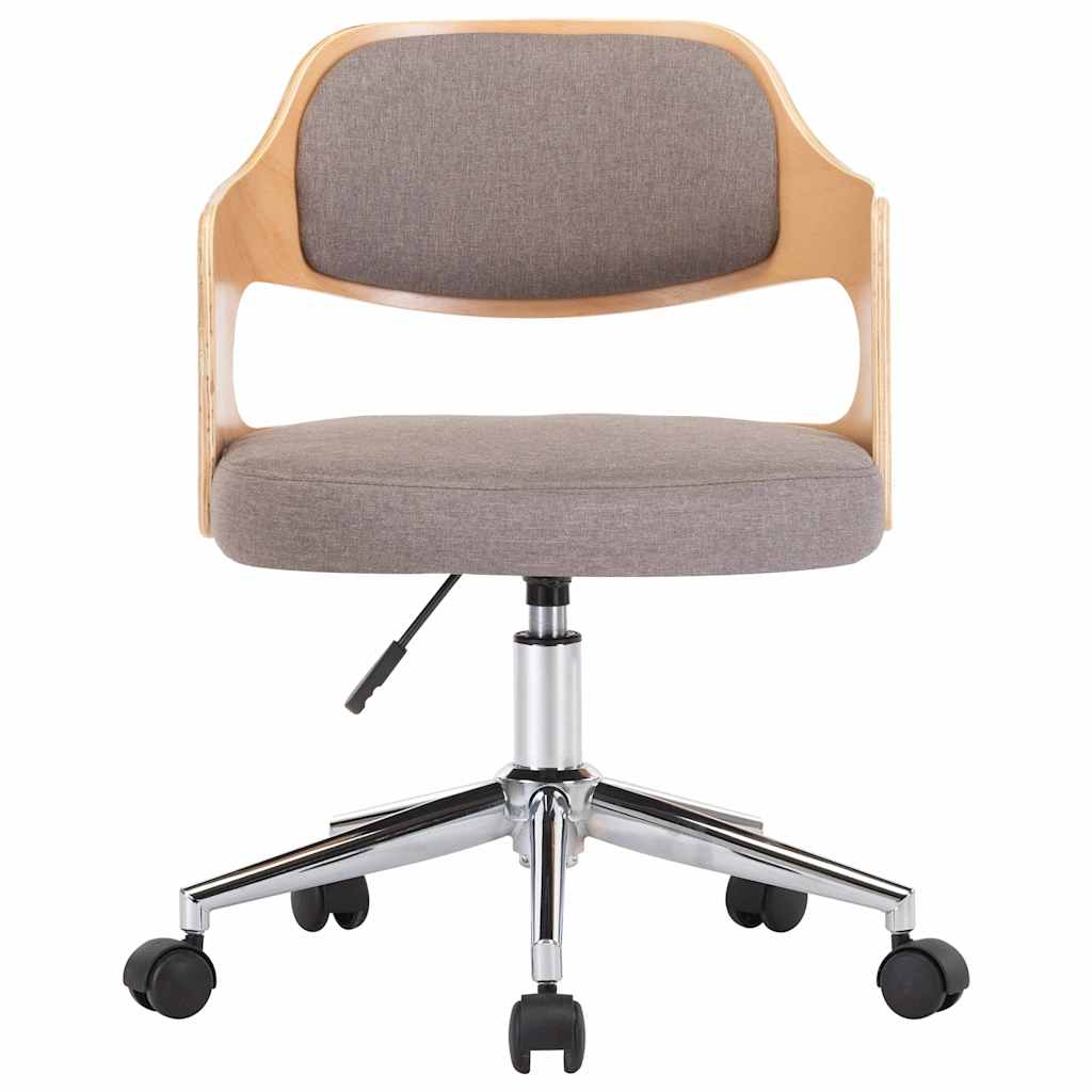 Vidaxl kantoorstoel draaibaar gebogen hout en stof taupe