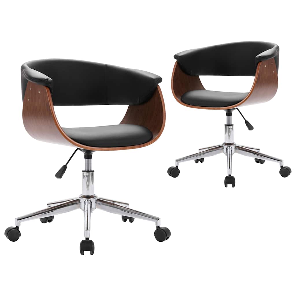 Vidaxl eetkamerstoelen draaibaar 2 st kunstleer zwart