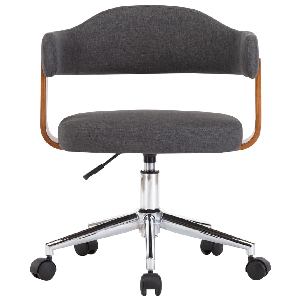 Vidaxl eetkamerstoelen 2 st draaibaar gebogen hout en stof grijs