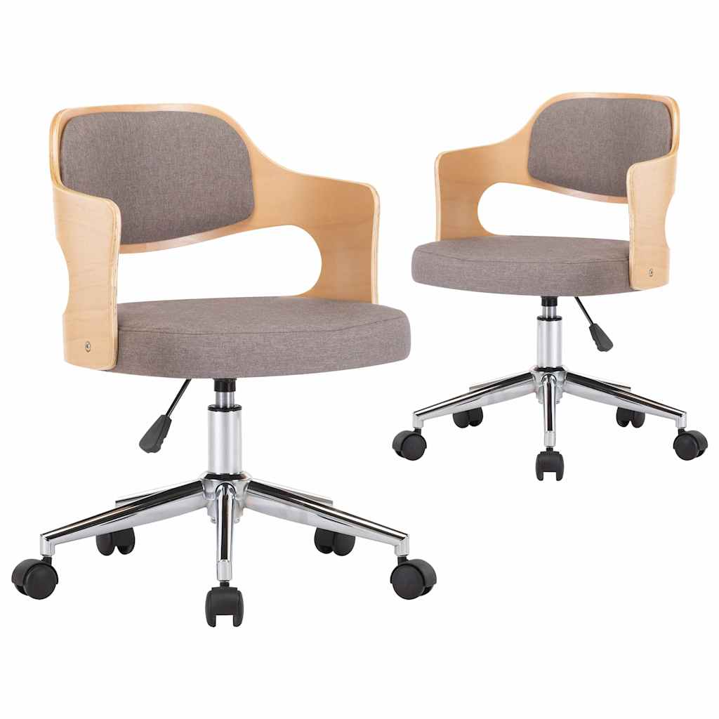 Vidaxl eetkamerstoelen draaibaar 2 st gebogen hout en stof taupe