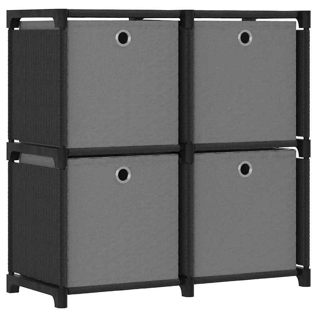 Vidaxl kast met 4 vakken met boxen 69x30x72,5 cm stof zwart